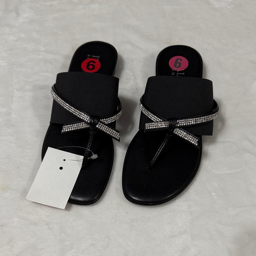 Italian shoemakers Chic Black Women's Sandals with Rhinestone Detail